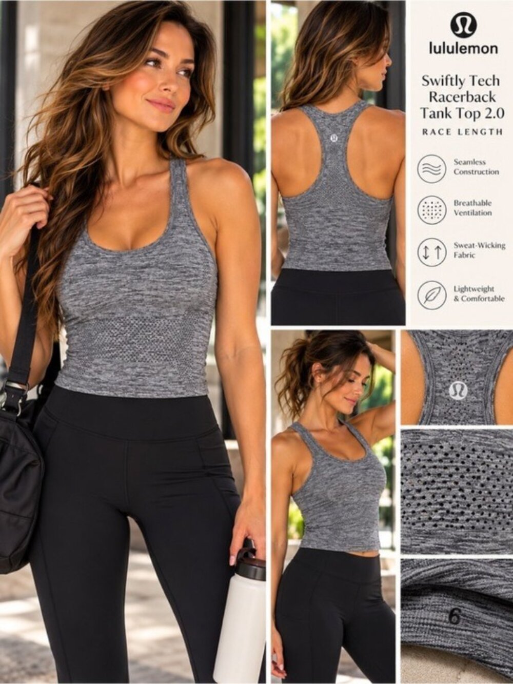 Lululemon Swiftly Tech Racerback Tank Top 2.0 Race Length Gray Size 6